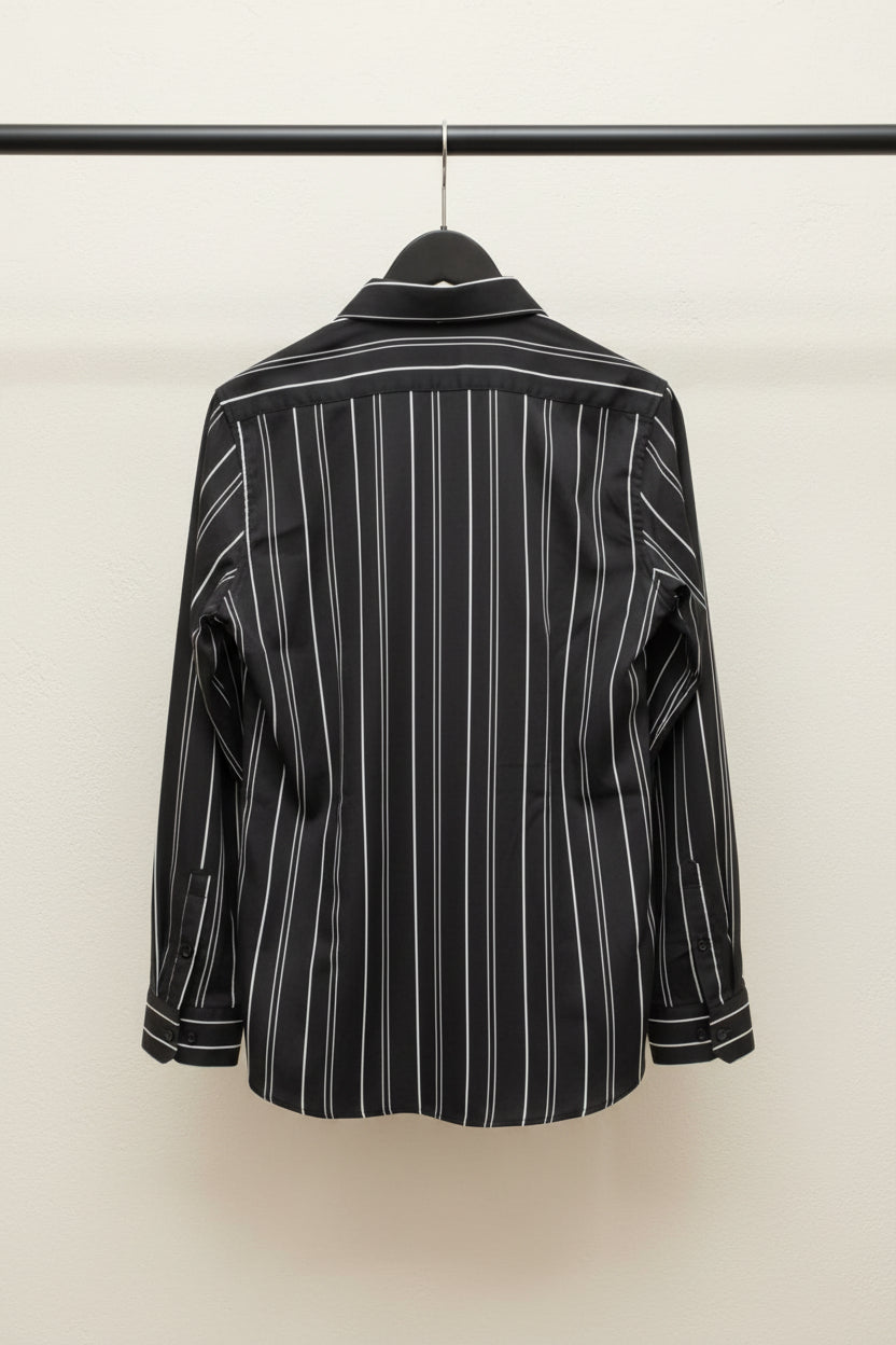 Black and White Striped Full Sleeve Shirt