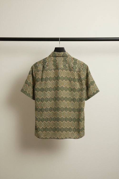 Bulan Bintang Men's Green Patterned Relaxed Fit Short Sleeve Shirt