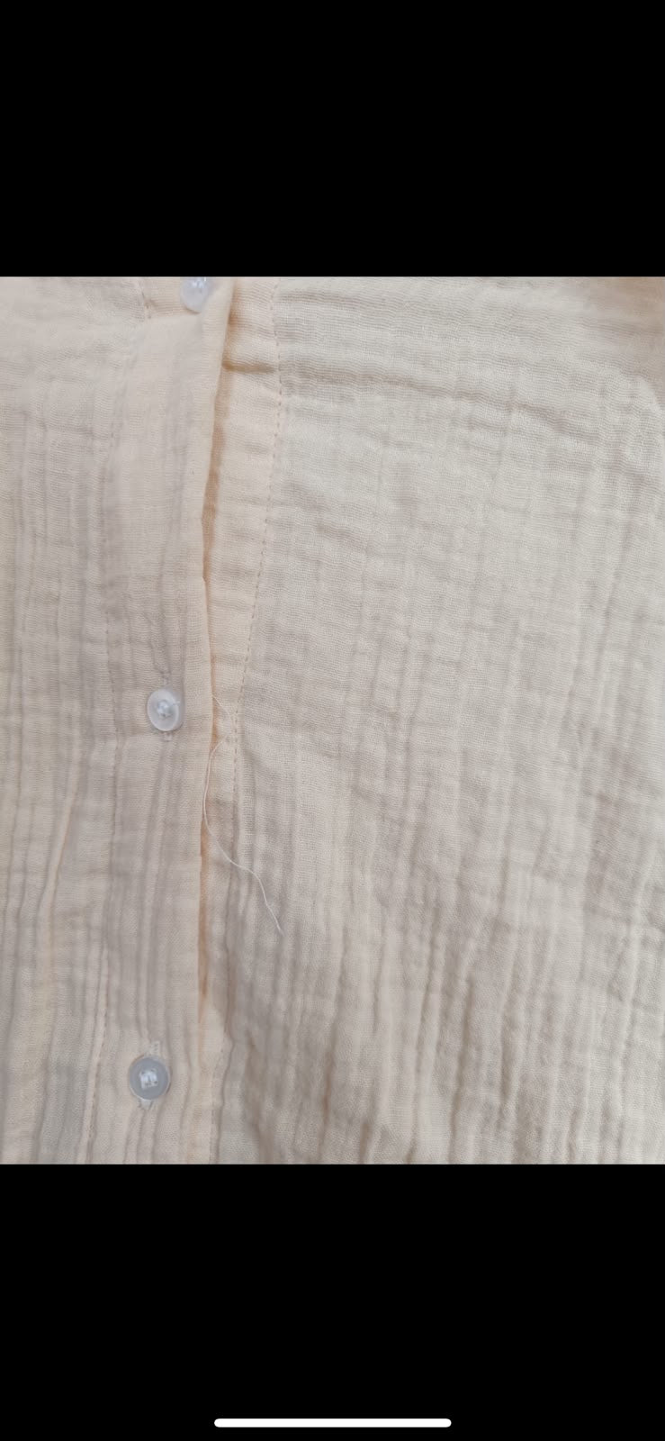 Women's Cream Crinkled Long Sleeve Button-Up Shirt