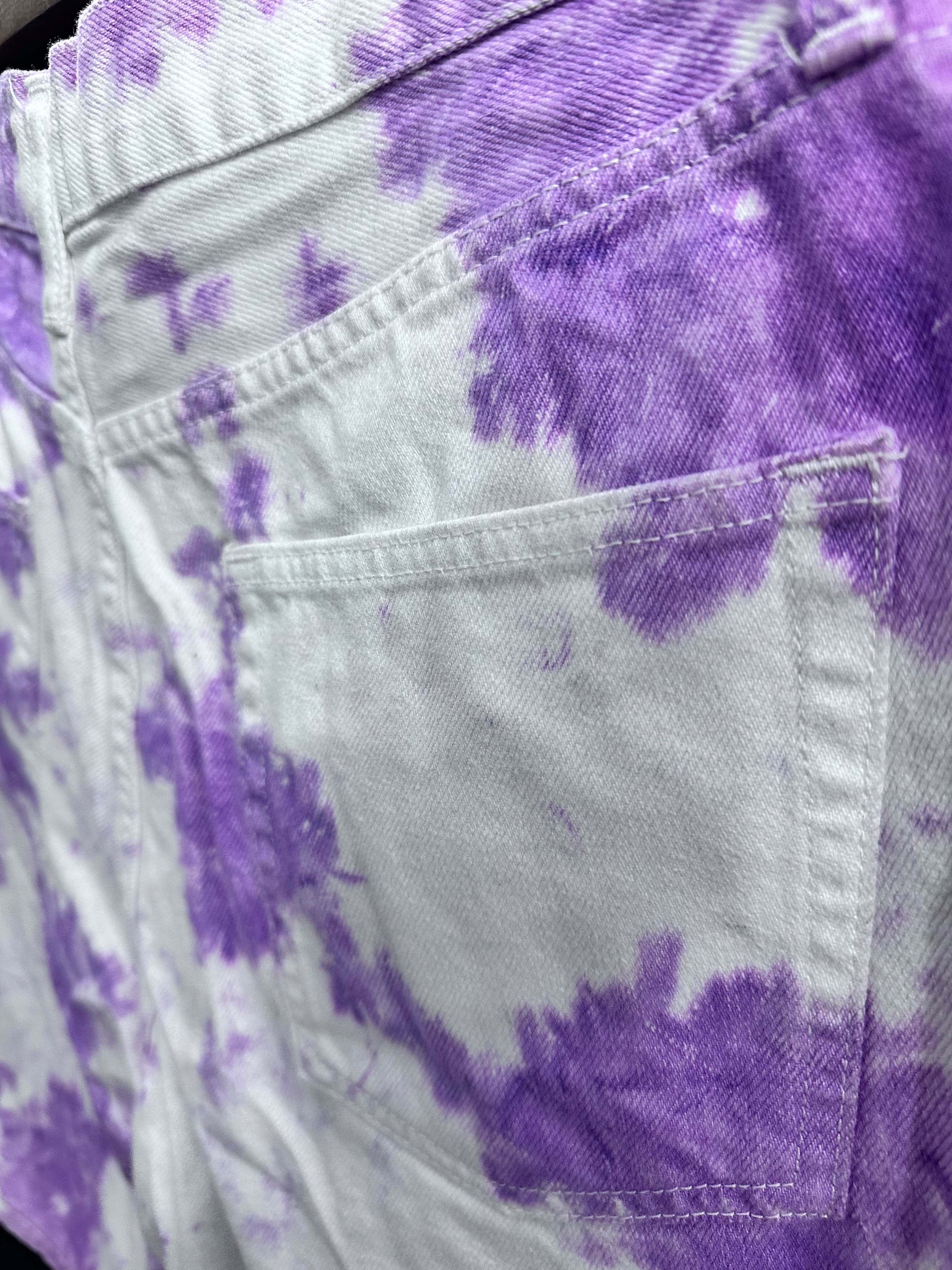 GU Jeans Purple Tie-Dye Denim Shorts