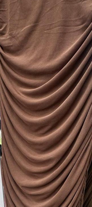 Brown Ruched Long Sleeve Maxi Dress by B+ VESTRY