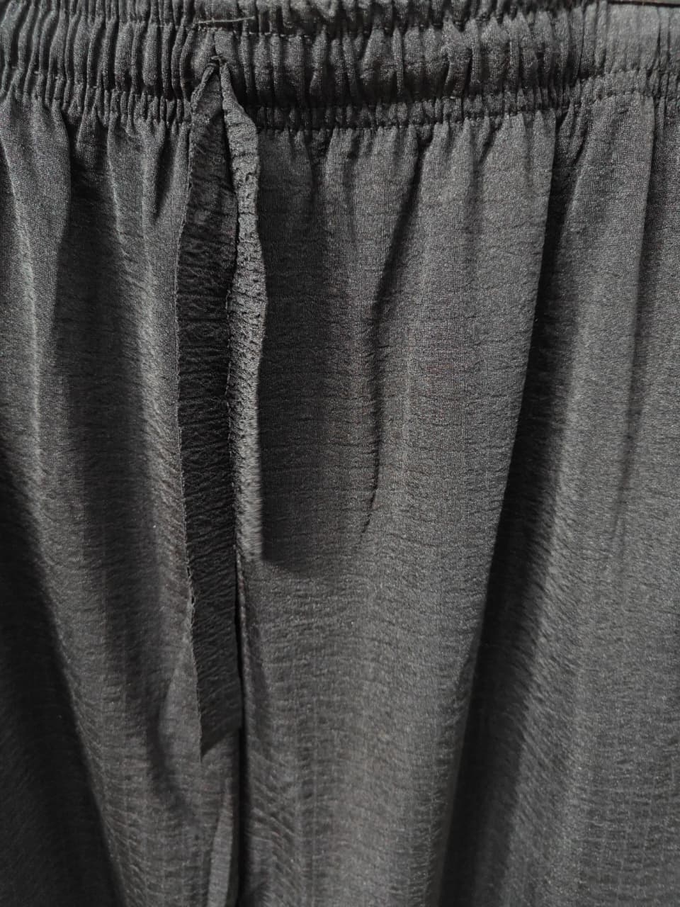 Women's Black Textured Wide Leg Palazzo Pants
