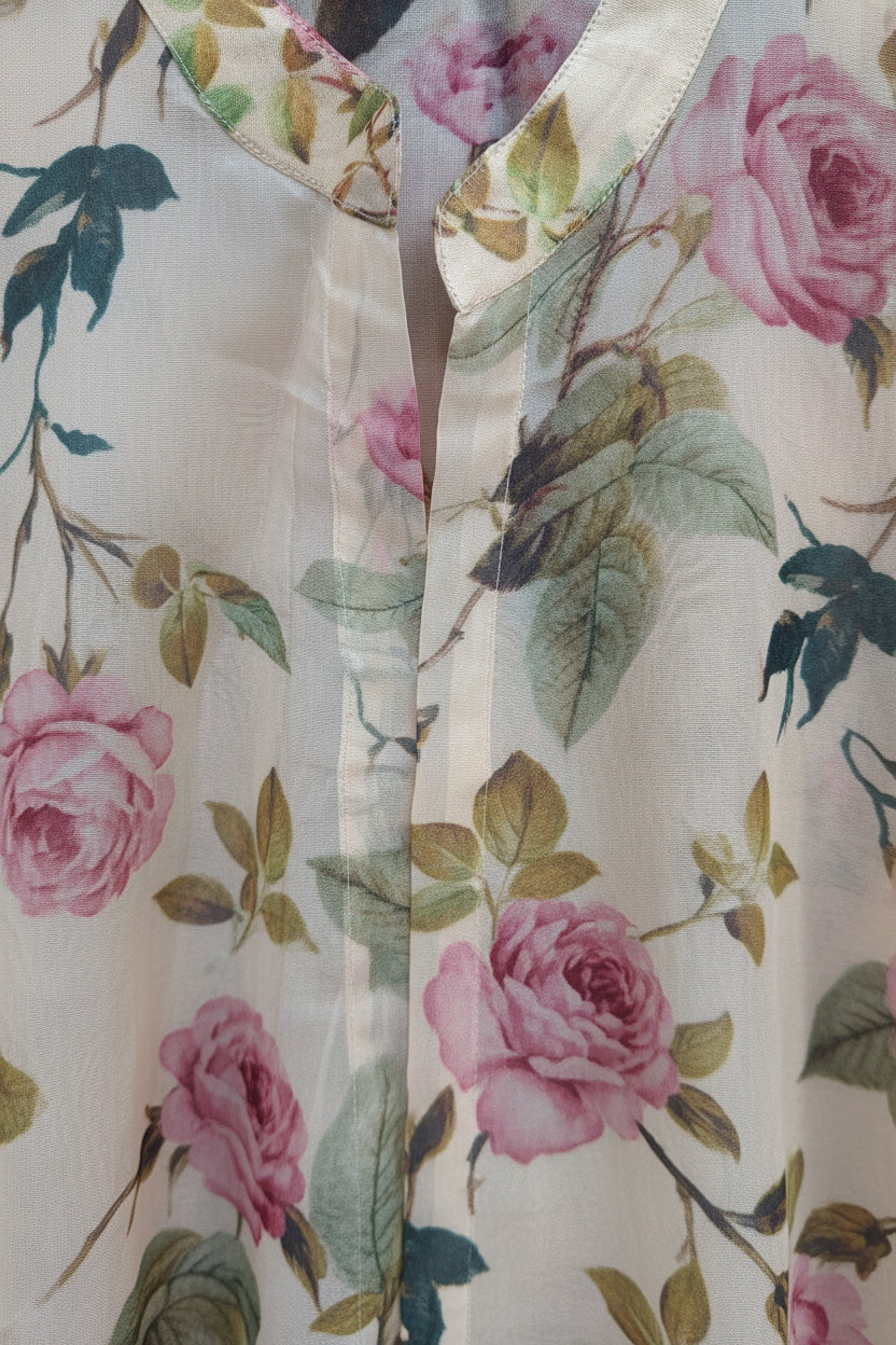 Women's Floral Printed Sheer Sleeveless Open Front Jacket
