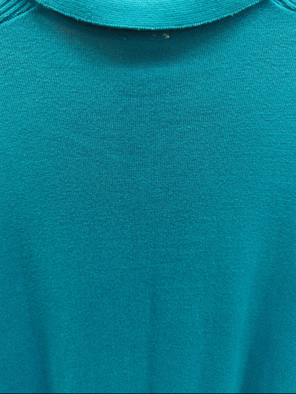 ZARA Men's Teal Ribbed Knit Polo Shirt