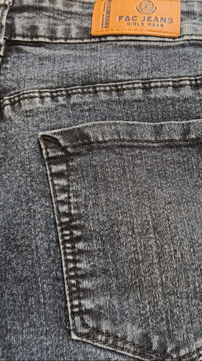 F&G Jeans Women's Charcoal Straight Leg Denim Jeans