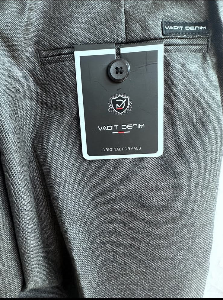 Men's Vadit Denim Grey Formal Ankle Fit Trousers