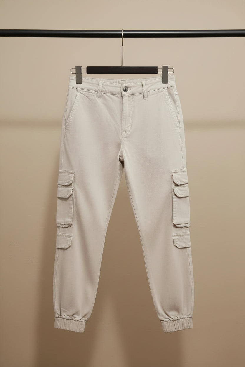 FB Sister men's Beige Relaxed Fit Cargo Pants