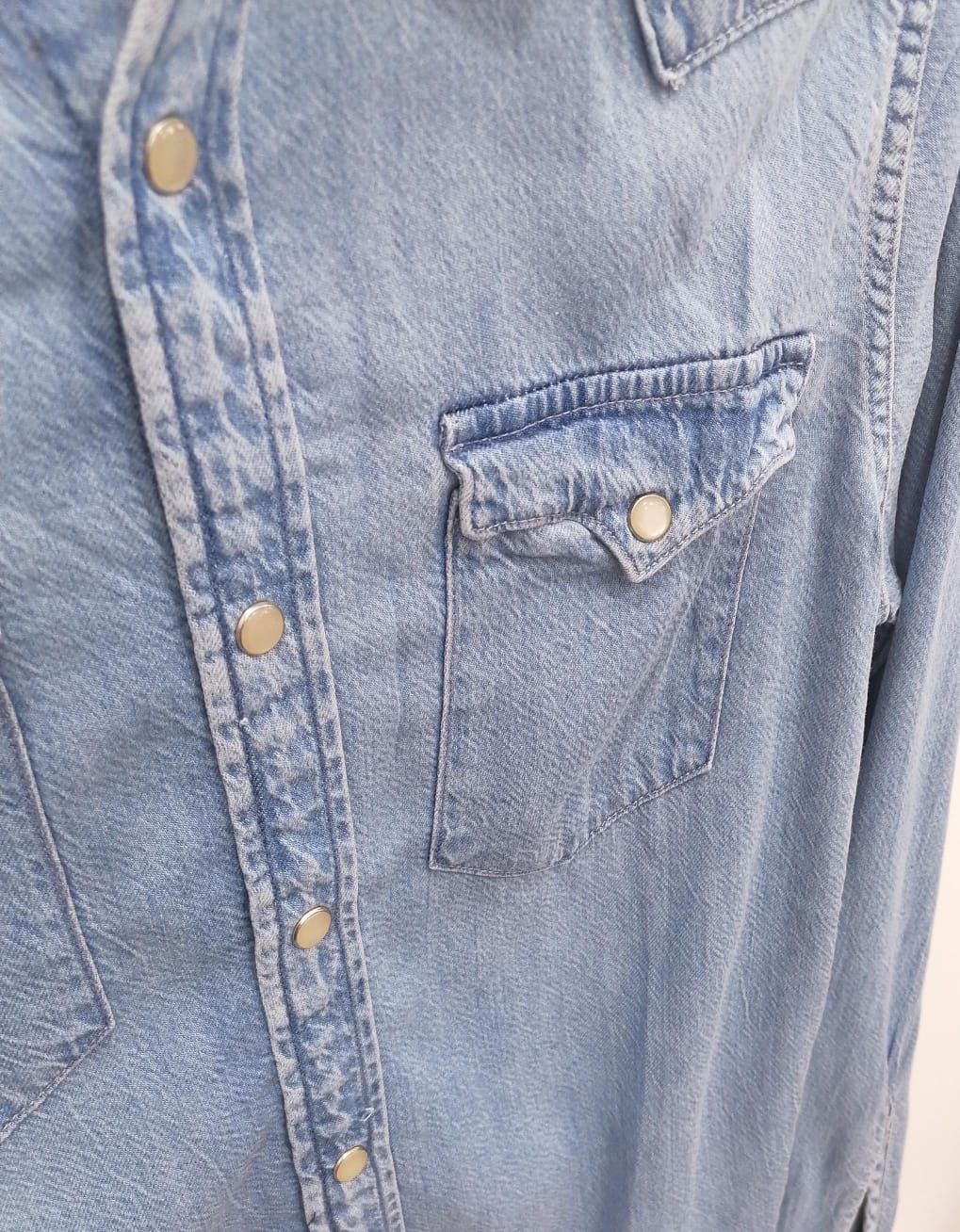Men's Light Blue Denim Western Shirt