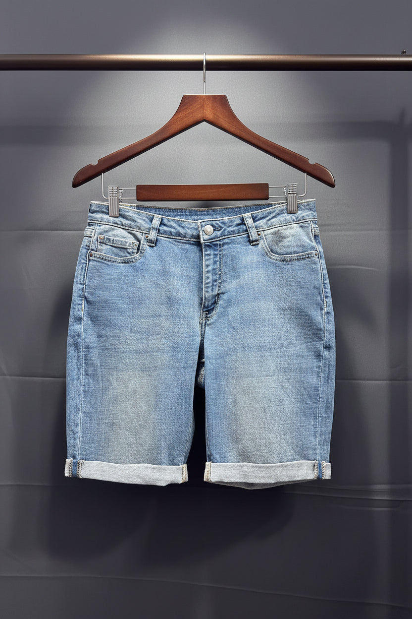 Light Wash Denim Bermuda Shorts
