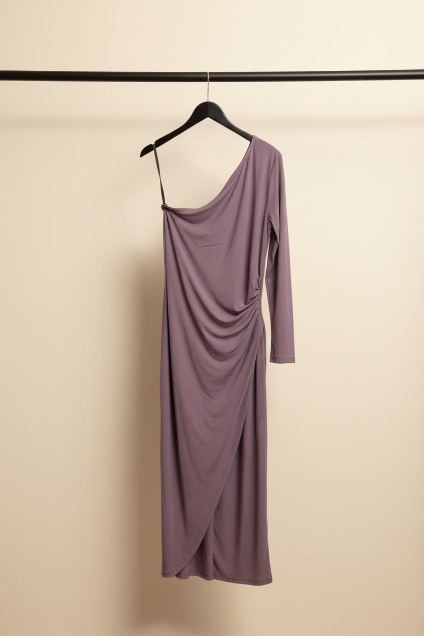 KAZO Women's Purple One-Shoulder Ruched Jumpsuit