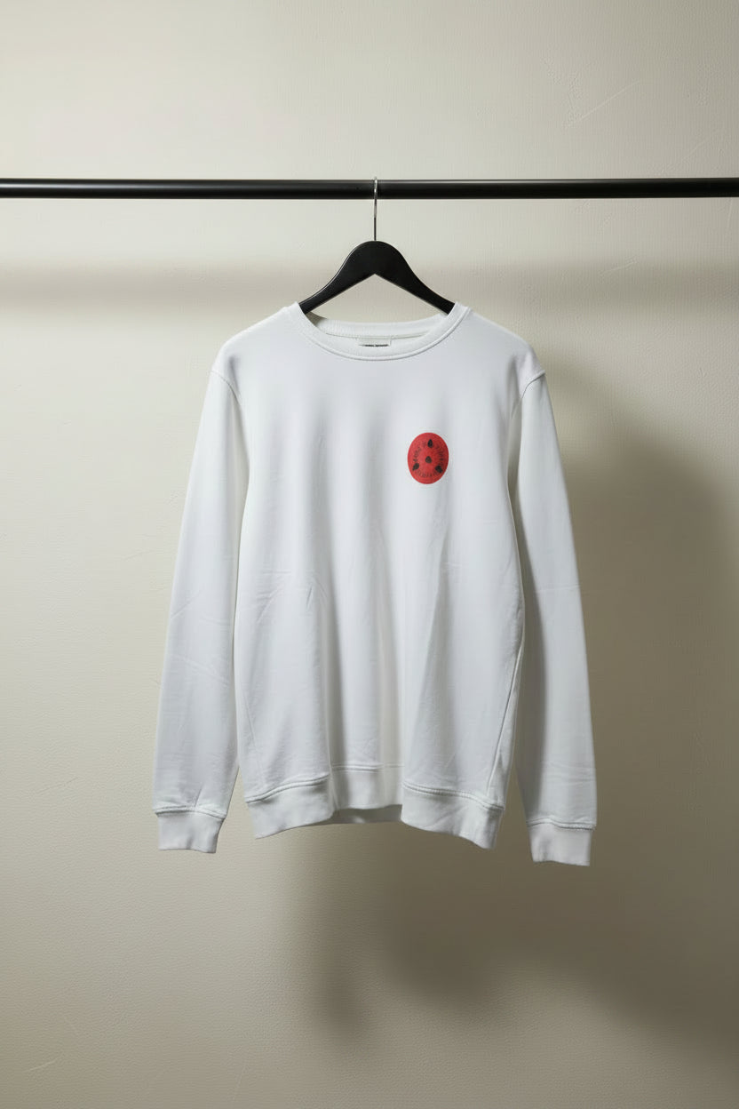 White Naruto Sasuke Anime Graphic Sweatshirt