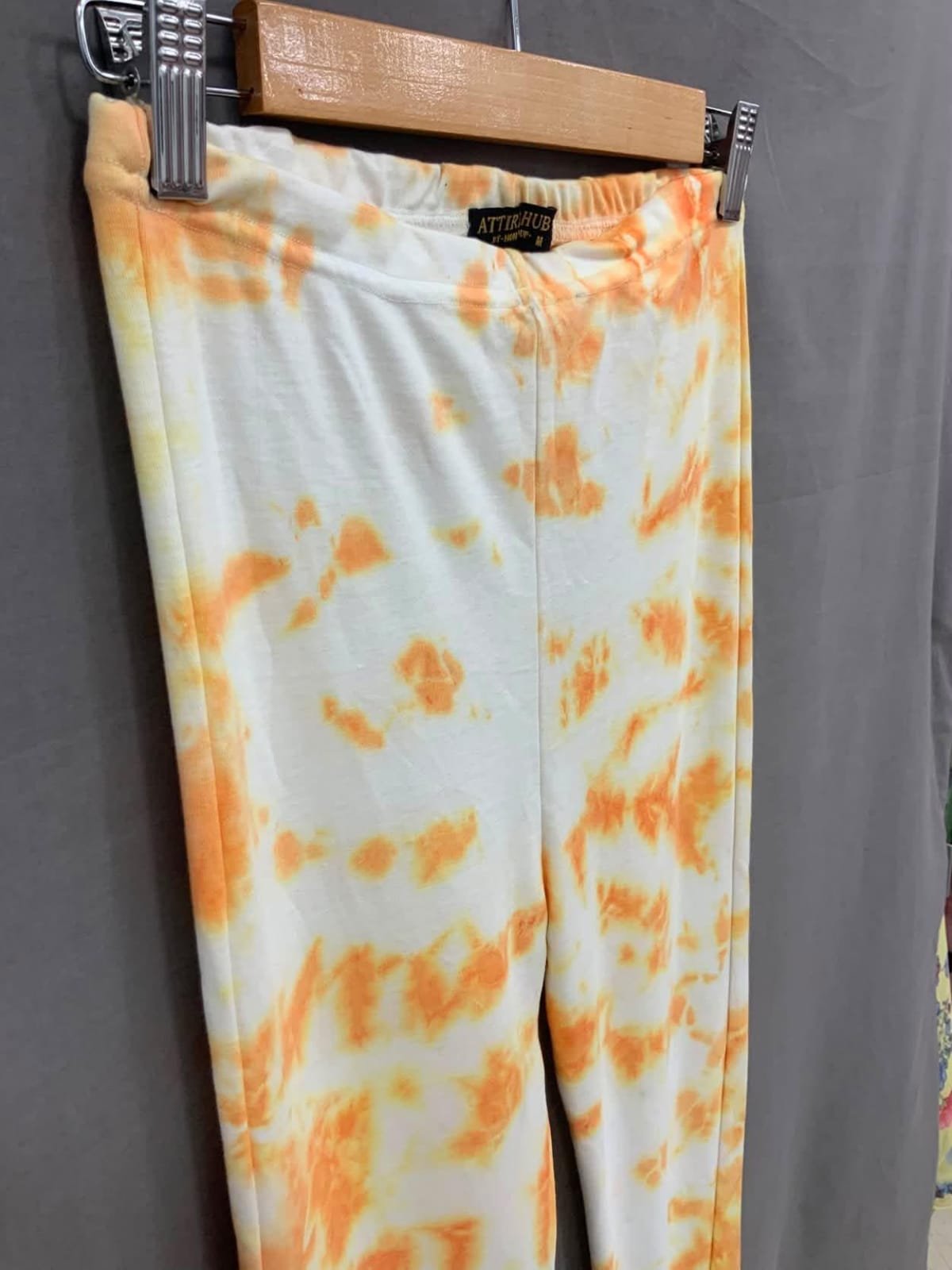 Attire Hub Women's Orange Tie-Dye Leggings