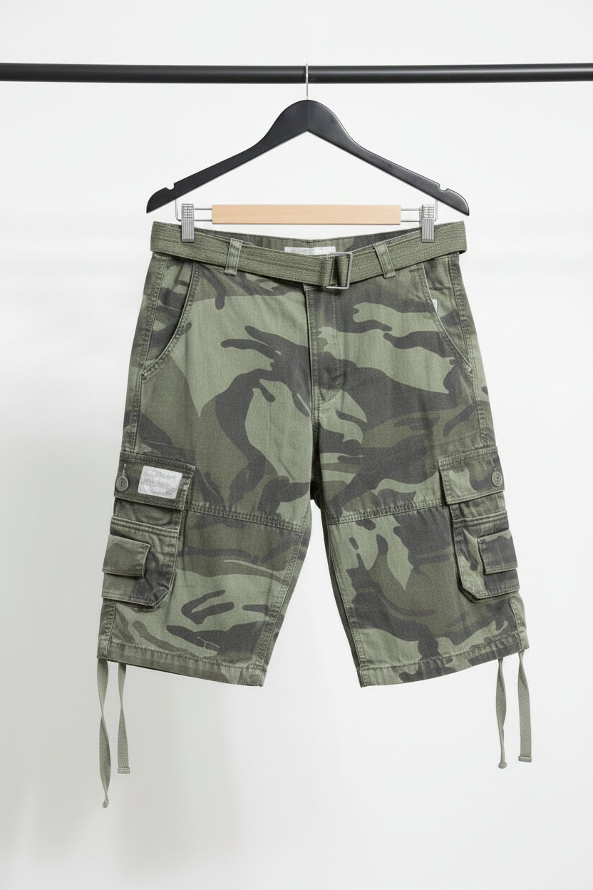 Men's Camouflage Cargo Shorts with Belt - Style & Focus
