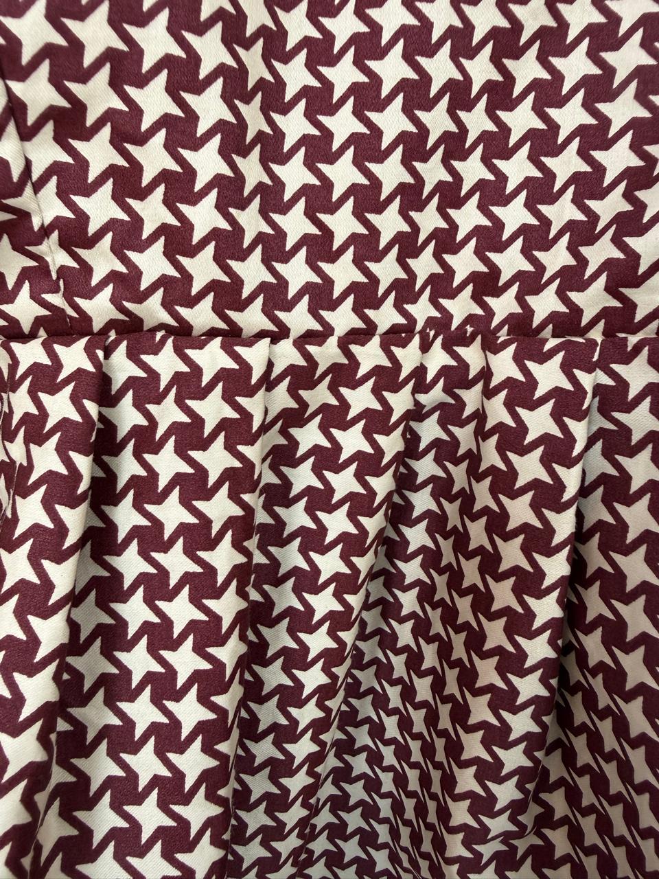Women's Maroon & Off-White Geometric Print Tie-Shoulder Sleeveless Top