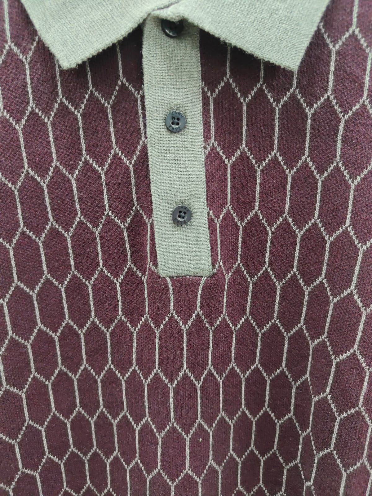 Zara Men's Hexagon Pattern Knit Polo Shirt