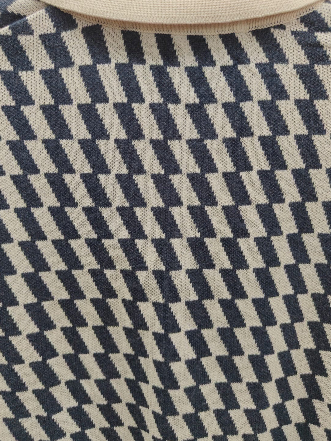 ZARA Men's Geometric Pattern Knitted Polo Shirt