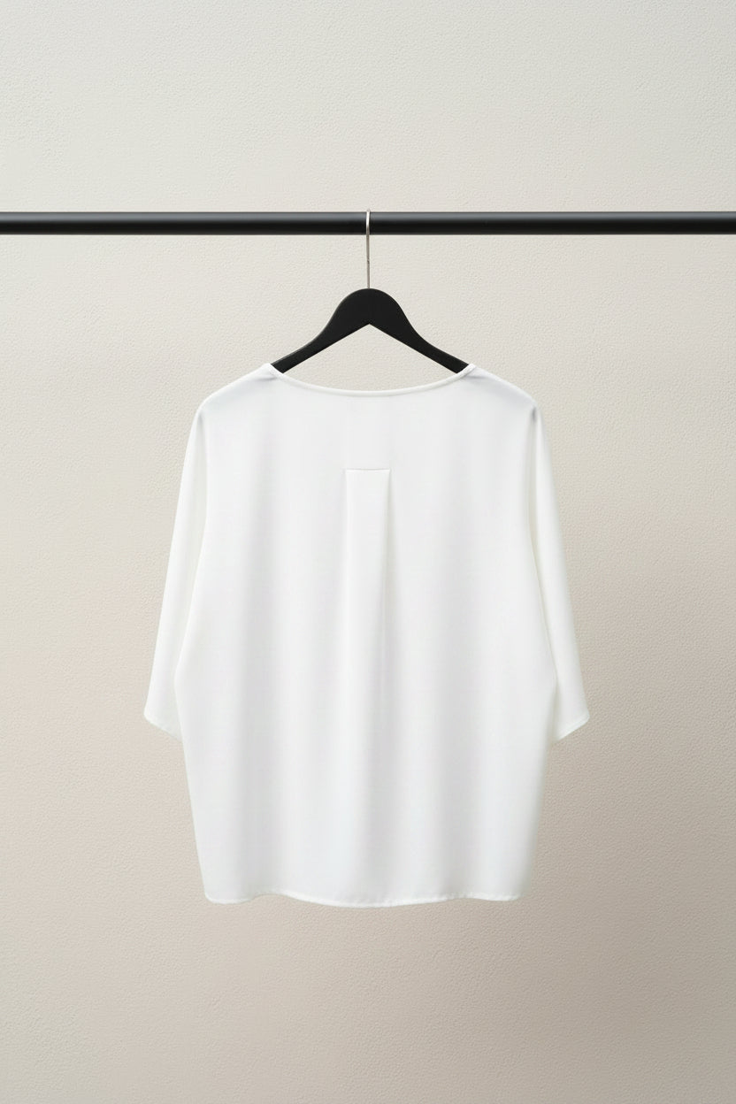 zee Women's White V-Neck Dolman Sleeve Blouse