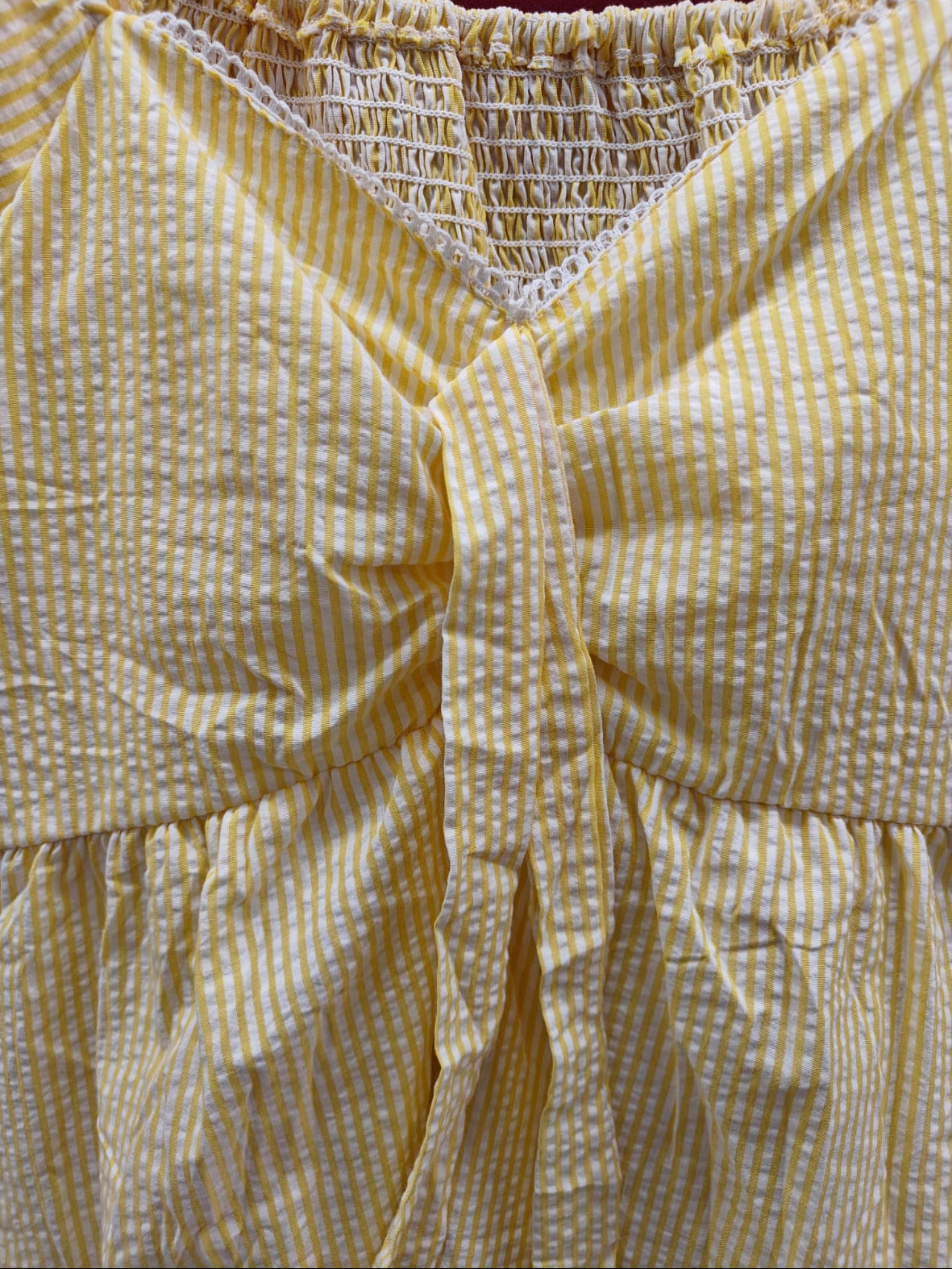 Women's Yellow & White Striped Off-Shoulder Peplum Top