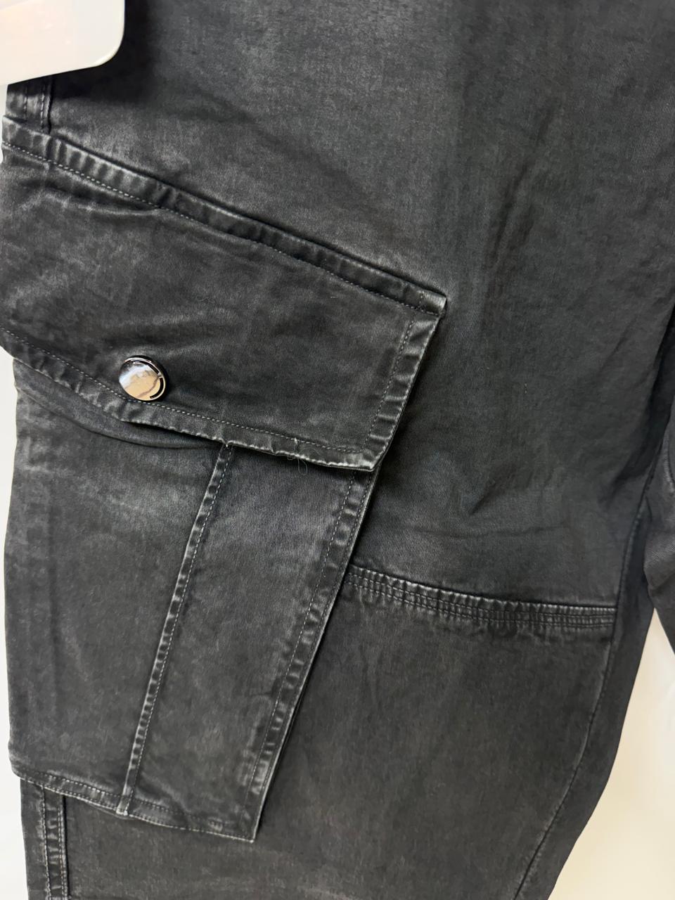 Men's Ability Black Washed Cargo Pants with Pockets