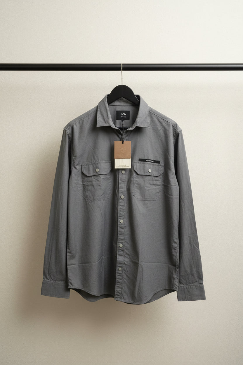 Mechanic Men's Grey Long Sleeve Casual Shirt