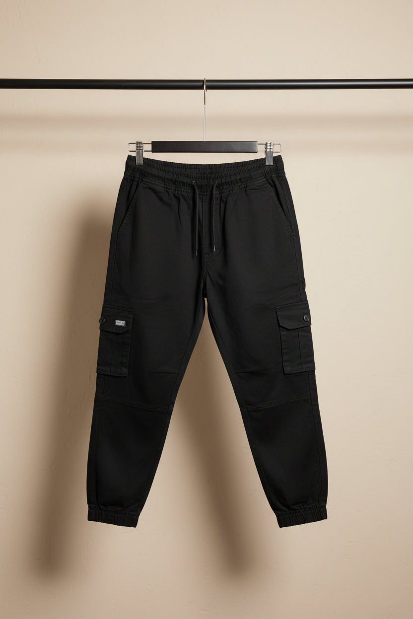 Aathar Men's Black Cargo Joggers
