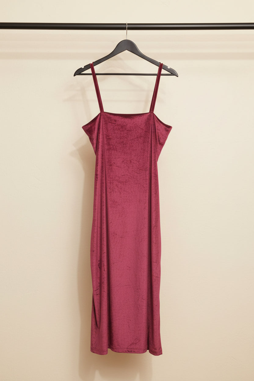 TOKYO TALKIES URBAN Women's Maroon Velvet Bodycon Mini Dress