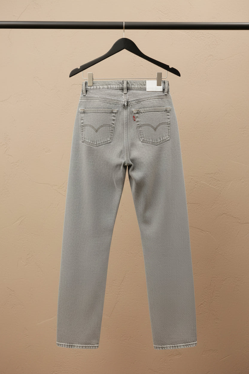 Bershka Grey Acid Wash Wide Leg Jeans