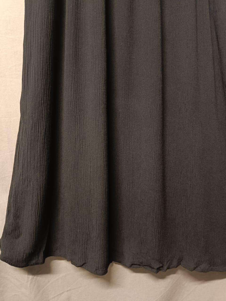 M&S Collection Black Crinkled Midi Dress with 3/4 Sleeves