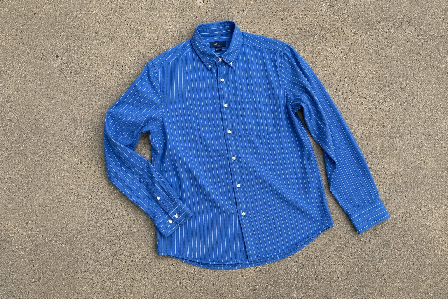 Men's Blue Striped Button-Down Casual Shirt by Urban Threads