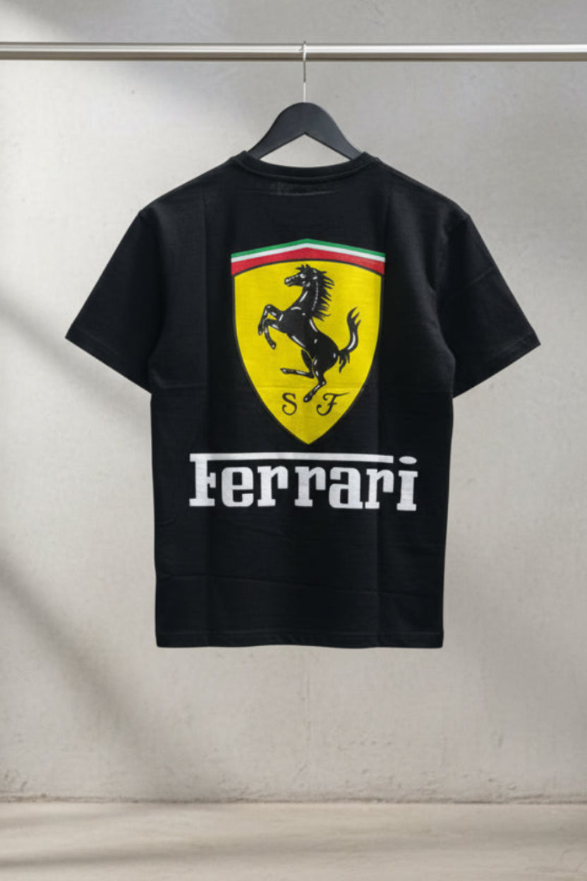 ZYLOFIT Men's Black Ferrari Honda Graphic Crewneck Short Sleeve Top
