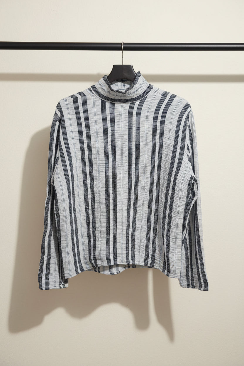Multicolor Striped Long Sleeve Collared Top