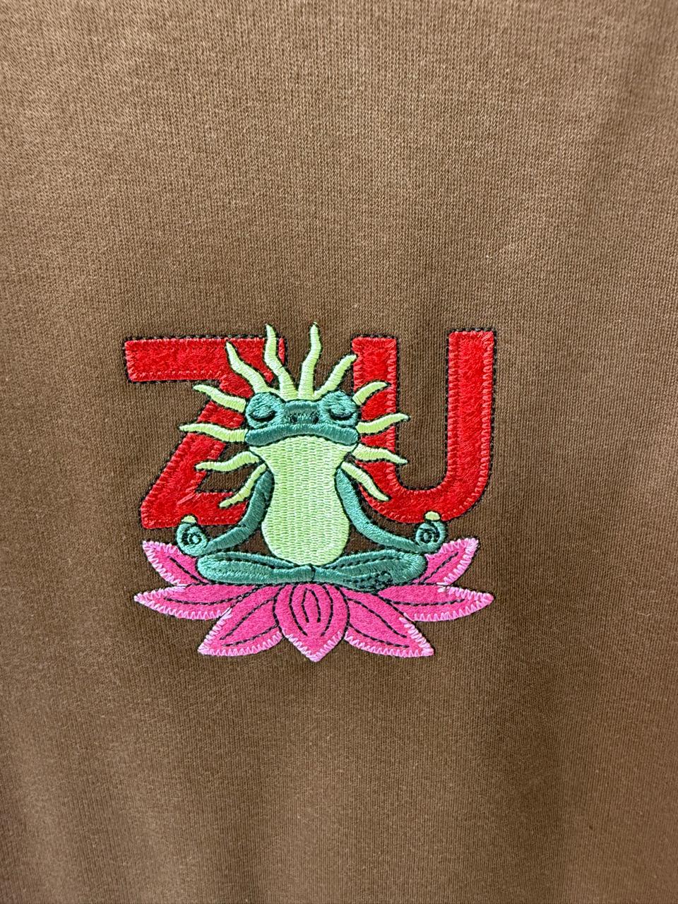 Men's ZU Brown Oversize Fit T-Shirt with Frog Embroidery