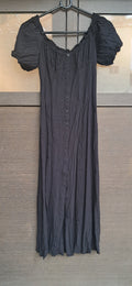 H&M Black Off-Shoulder Button-Front Midi Dress