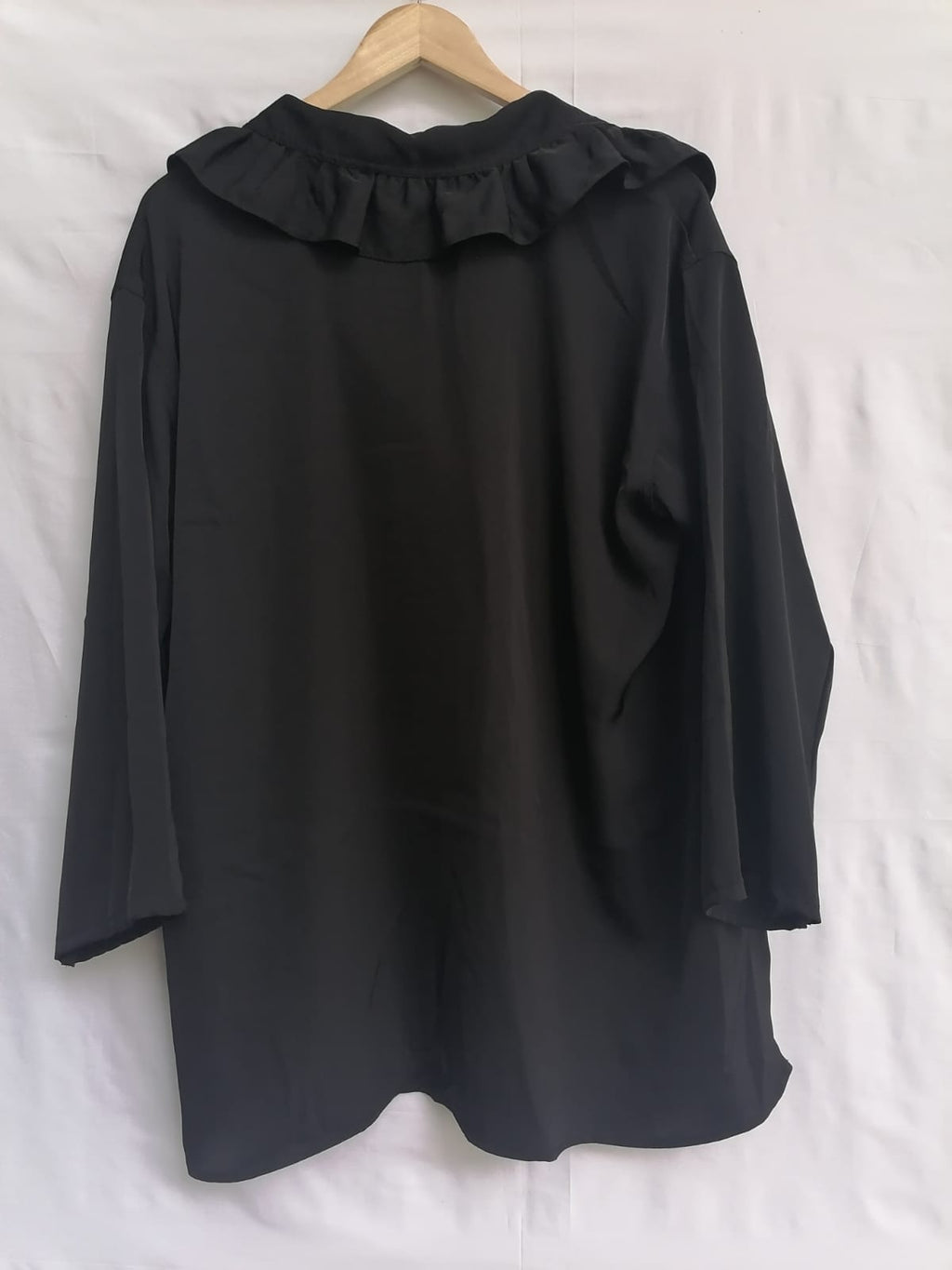 H&M Black Ruffled V-Neck Blouse