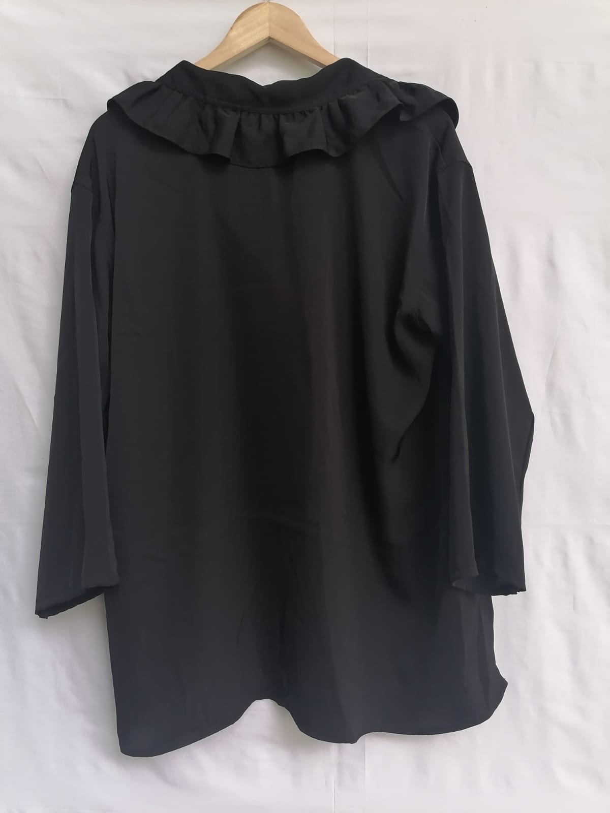 H&M Black Ruffled V-Neck Blouse