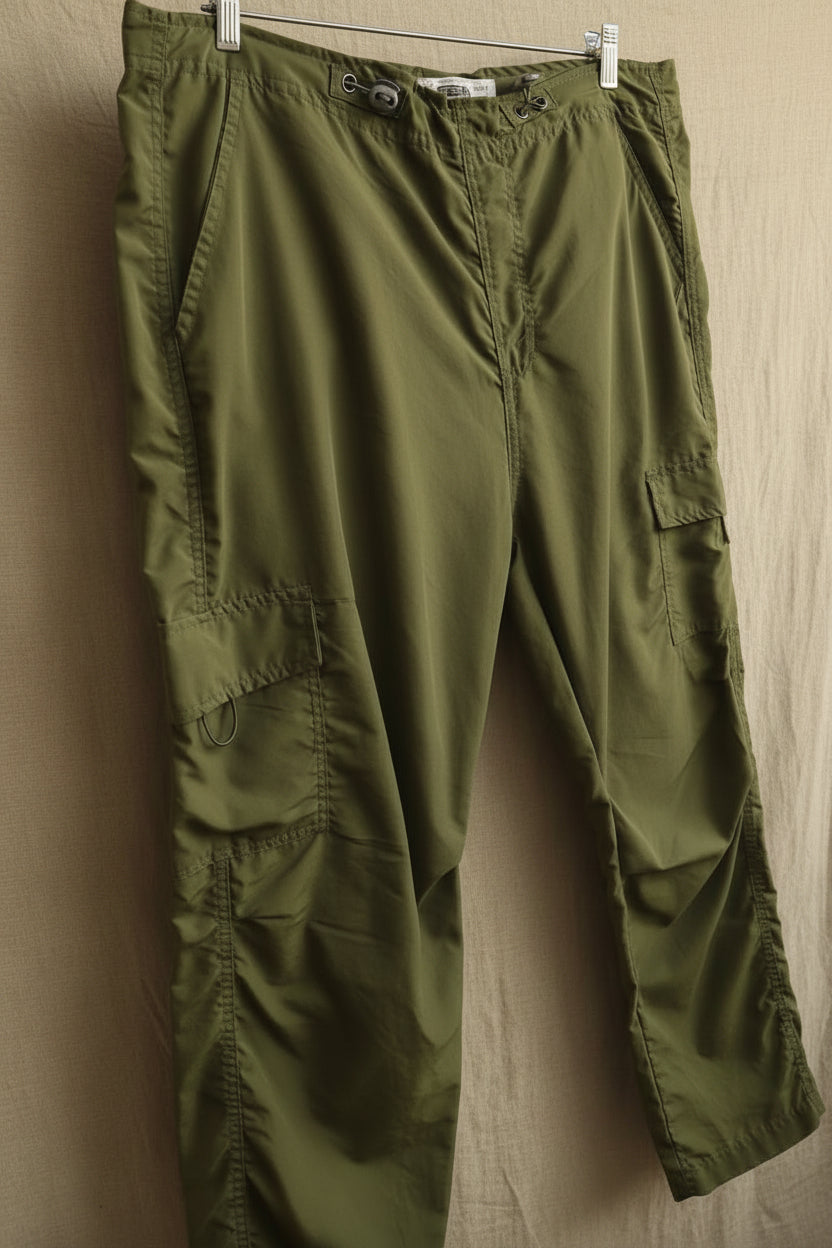 SBA Men's Green Cargo Pants with Drawstring Waist