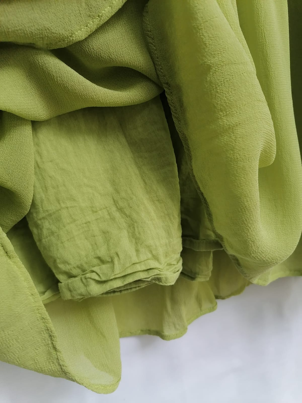 Label Ritu Kumar Green Smocked Ruffle Blouse