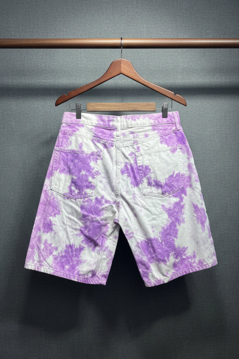GU Jeans Purple Tie-Dye Denim Shorts