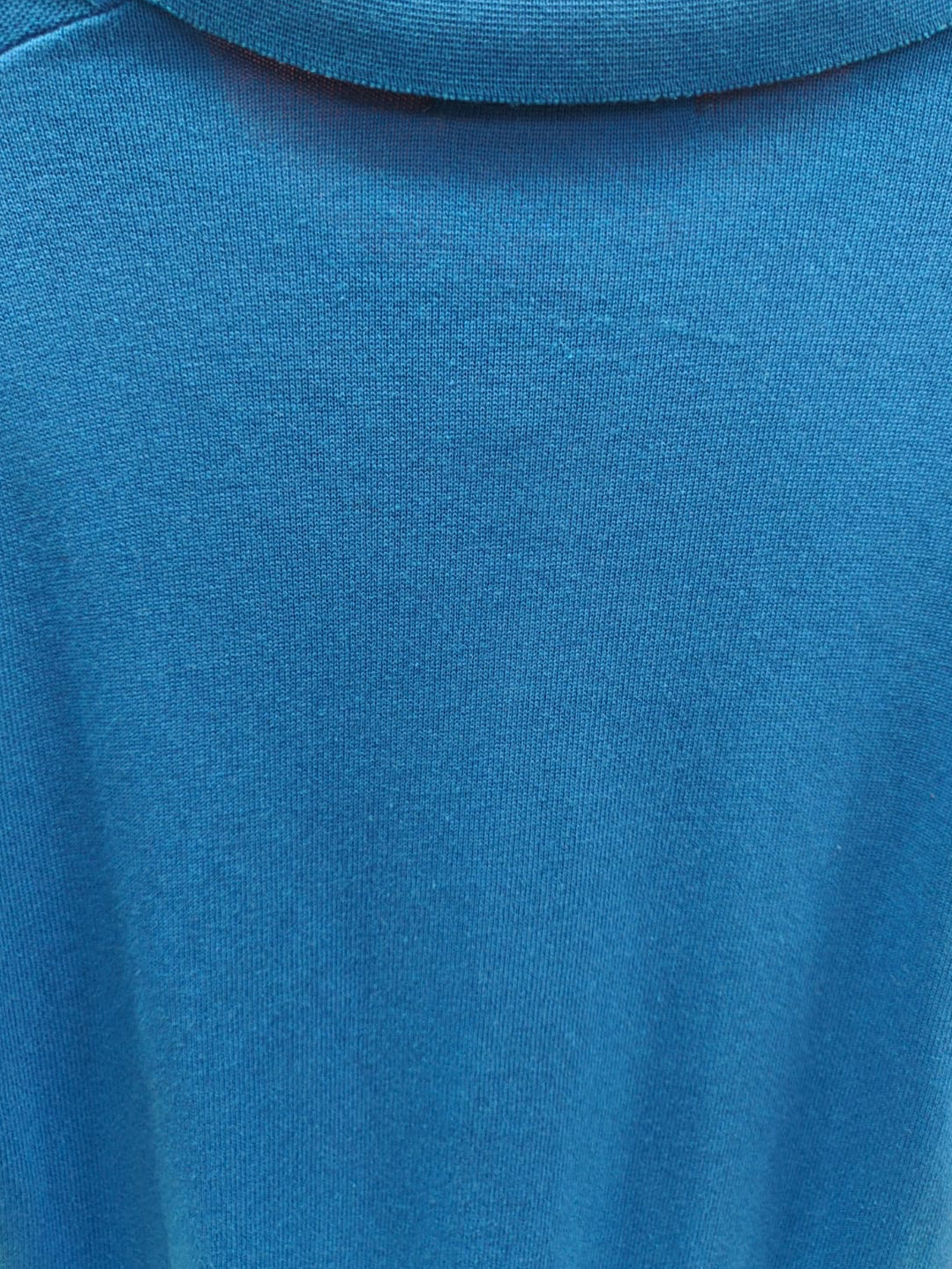 Zara Blue Knitted Polo Shirt with Openwork Details