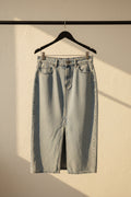 ONLY Women's Sky Blue Denim Midi Skirt with Front Slit