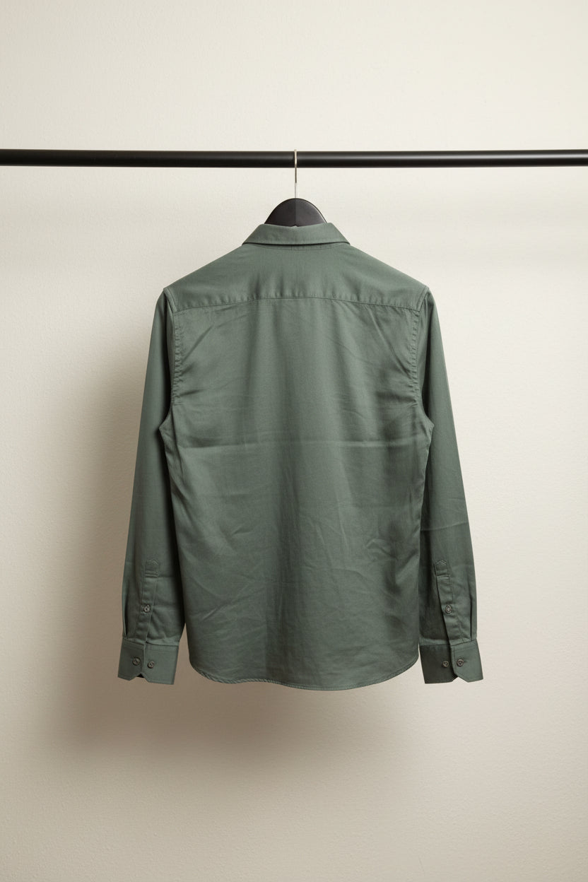 Men's Dark Green Long Sleeve Casual Shirt