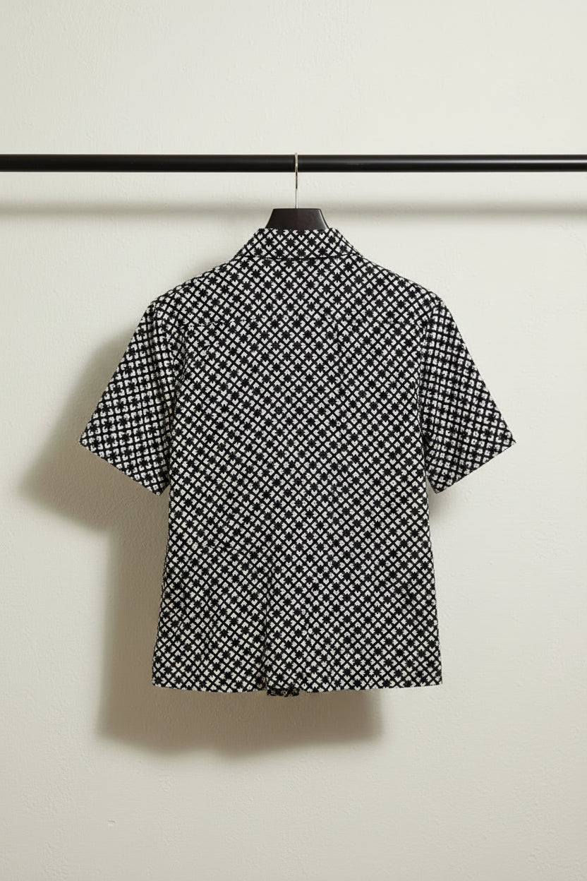 Bulan Bintang Men's Navy Blue Printed Relaxed Fit Short Sleeve Shirt