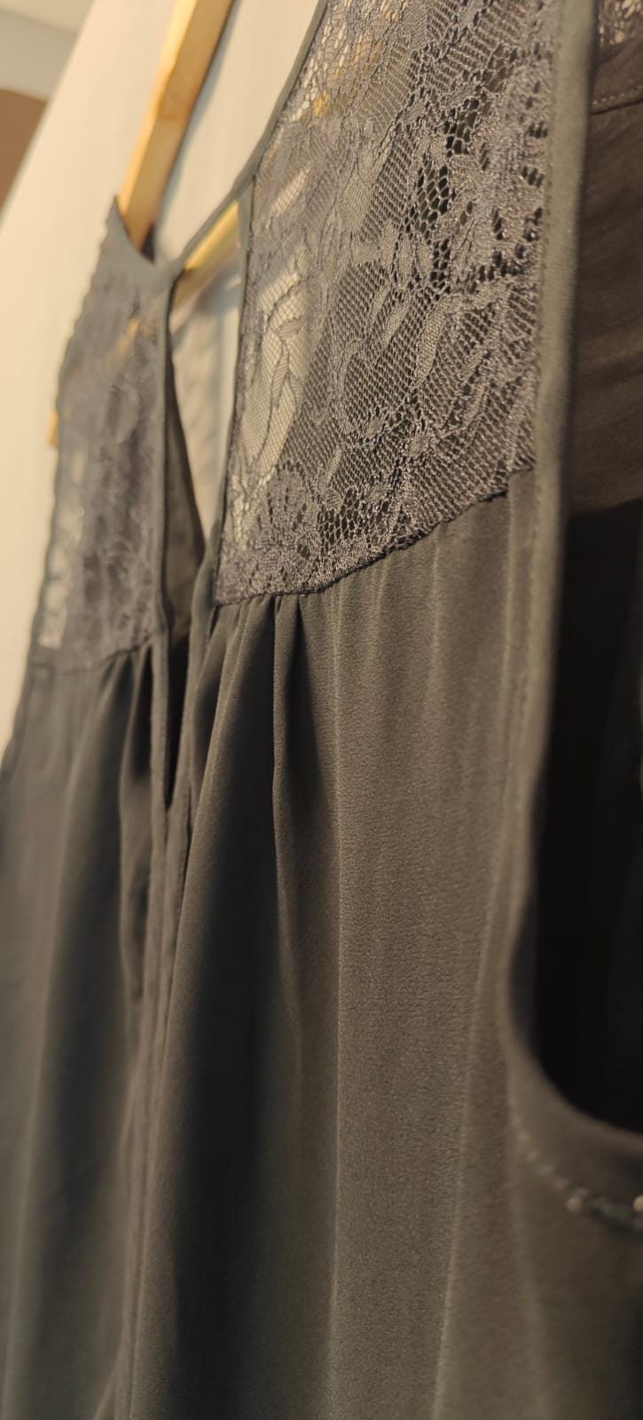 Women's Black Sleeveless V-Neck Top with Lace Shoulders