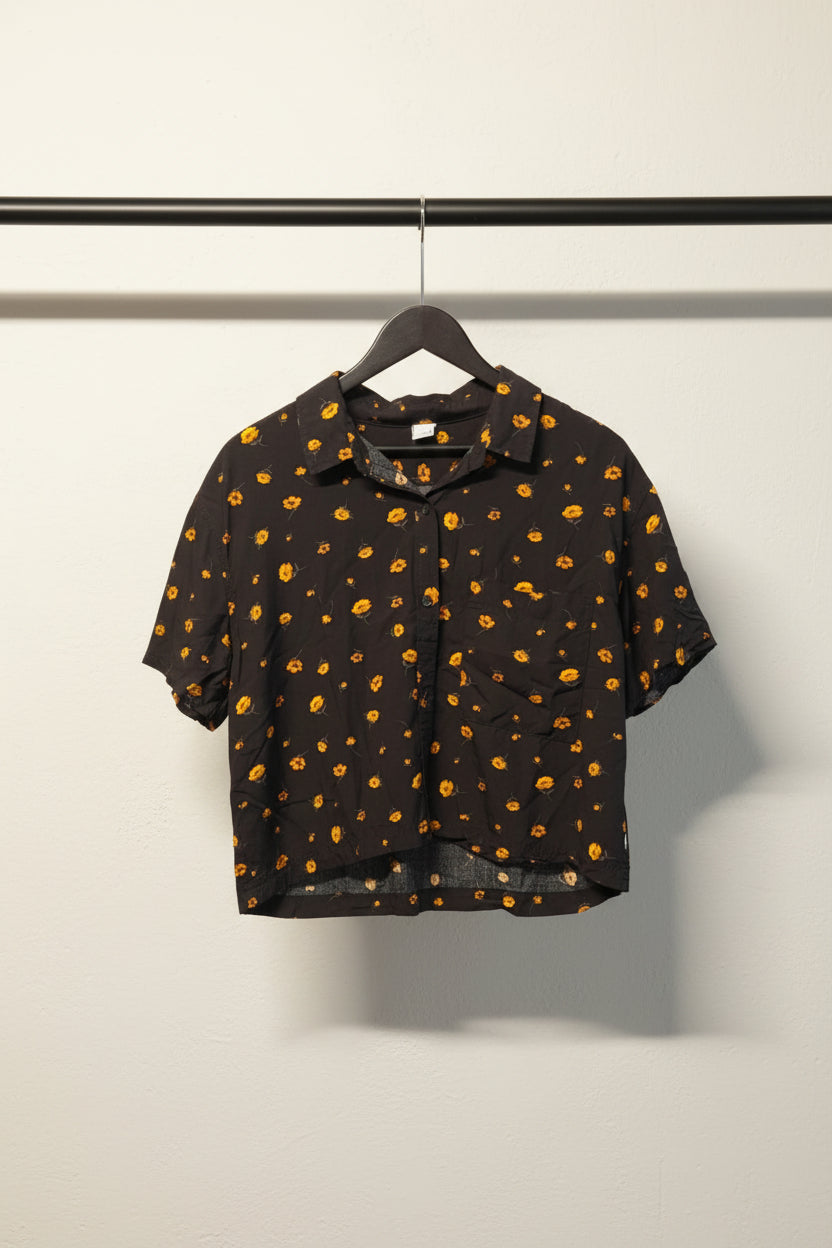 The Label Life Black Floral Print Short Sleeve Shirt