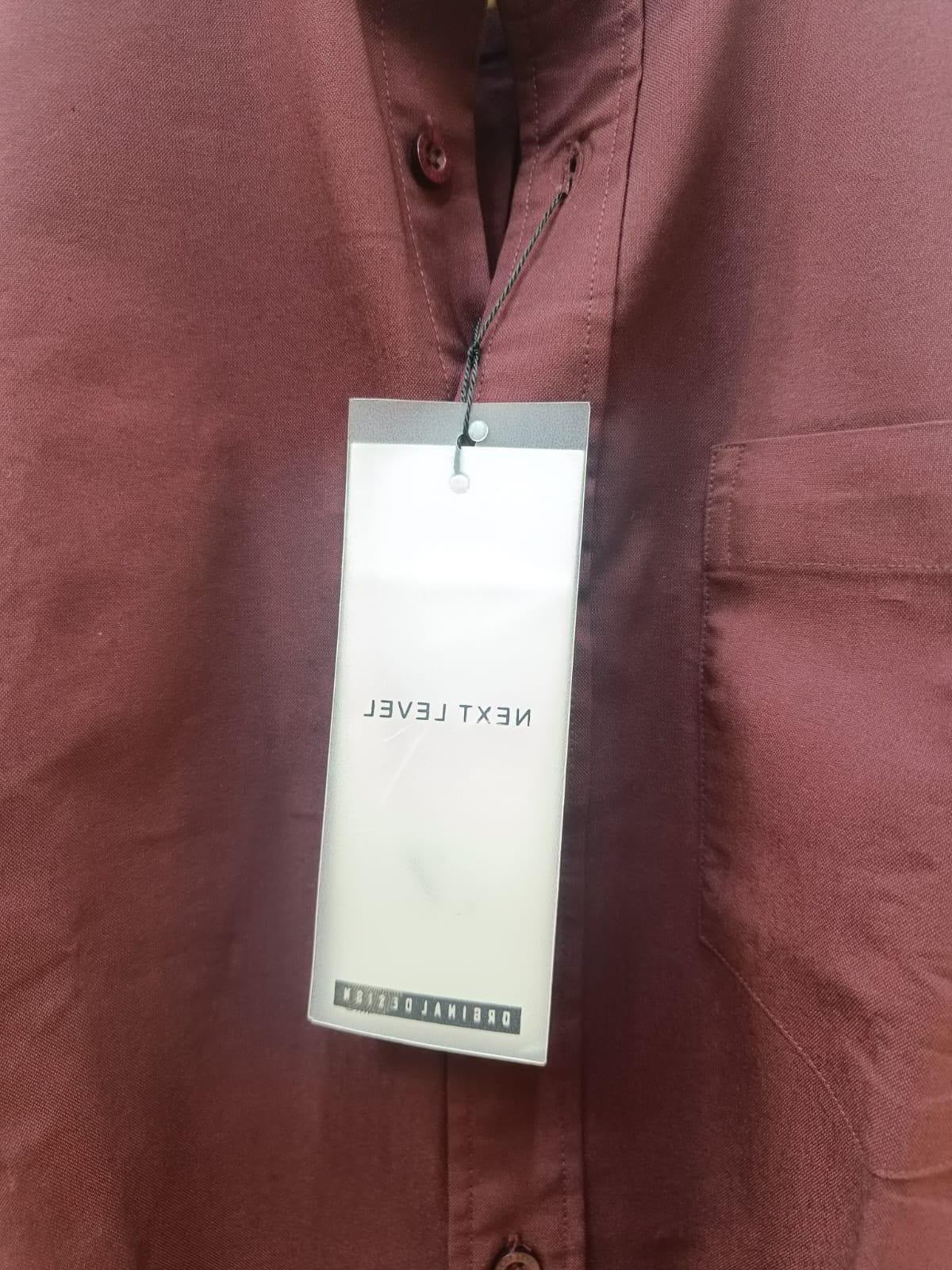 Men's Maroon Long Sleeve Button-Down Shirt