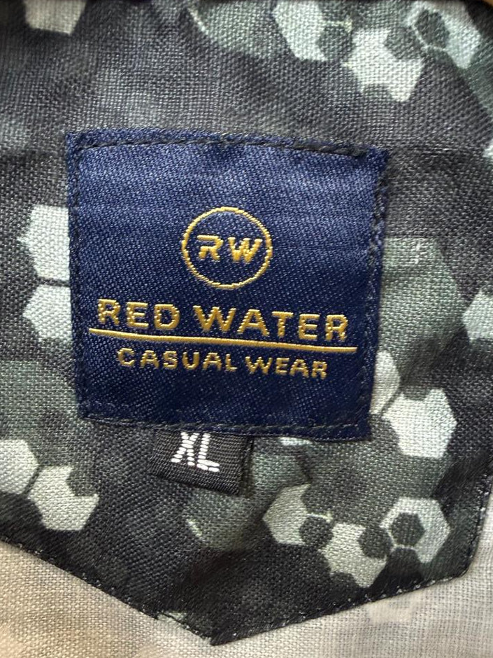 Red Water Men's Black Geometric Print Casual Shirt