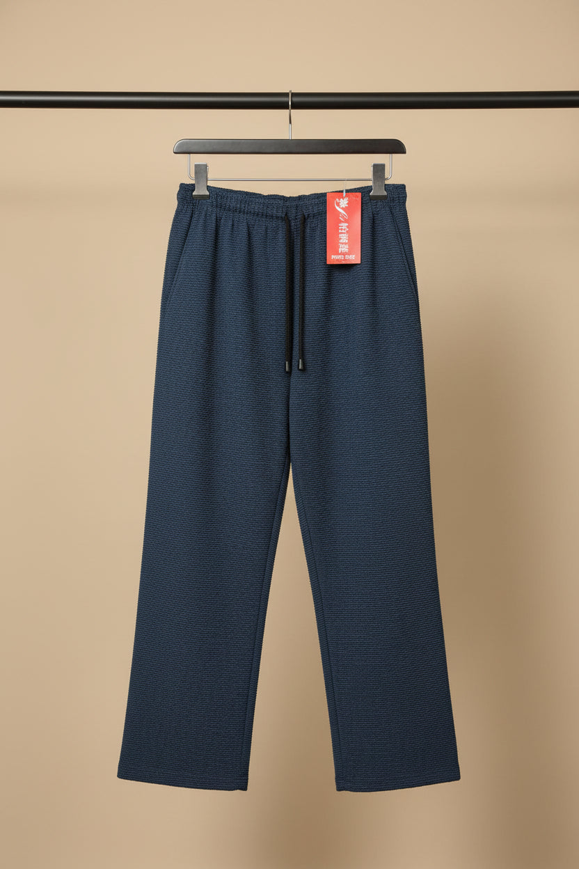 Women's Navy Blue Textured Drawstring Lounge Pants