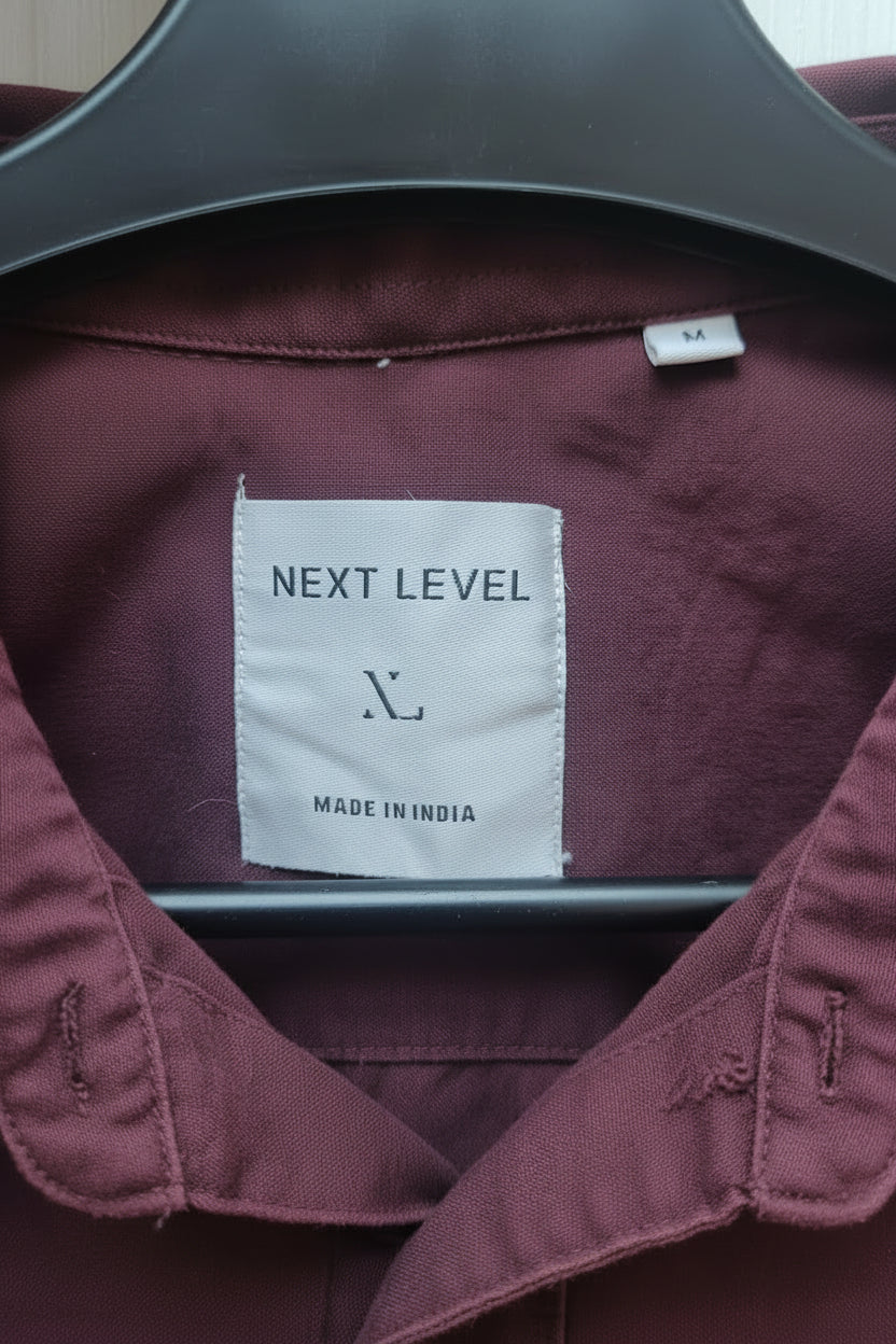 Men's Maroon Long Sleeve Button-Down Shirt