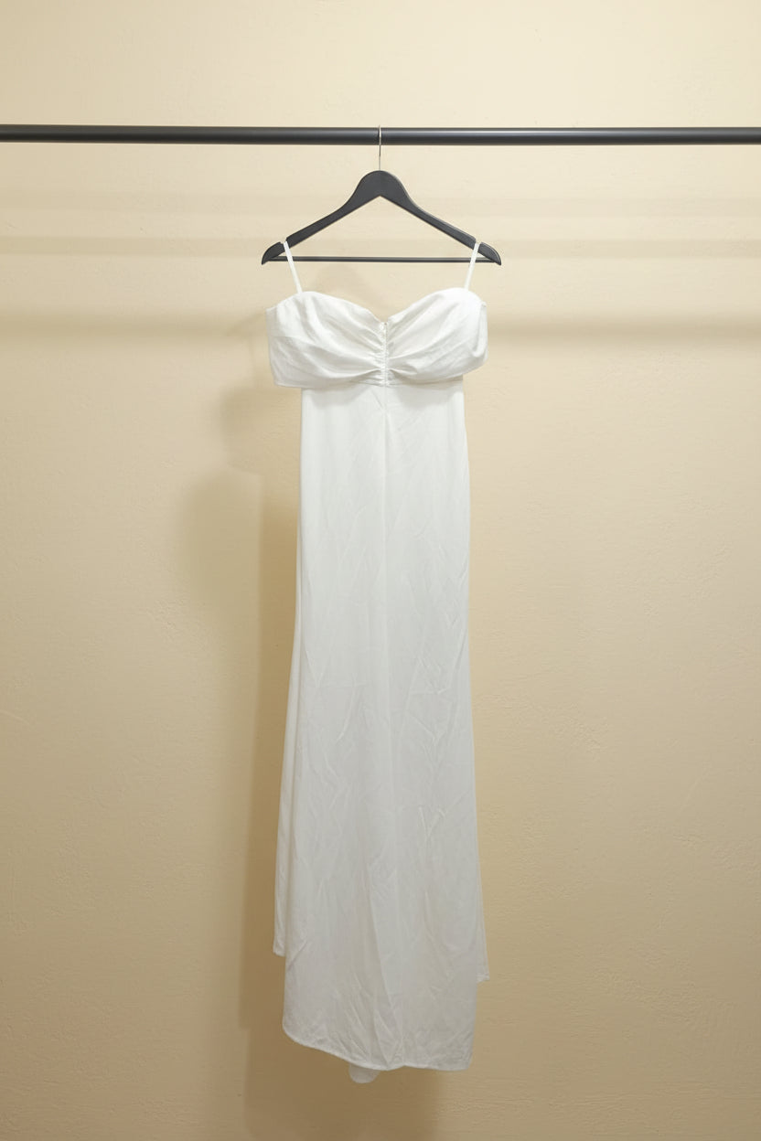 Miss Ord White One-Shoulder Ruched Maxi Dress
