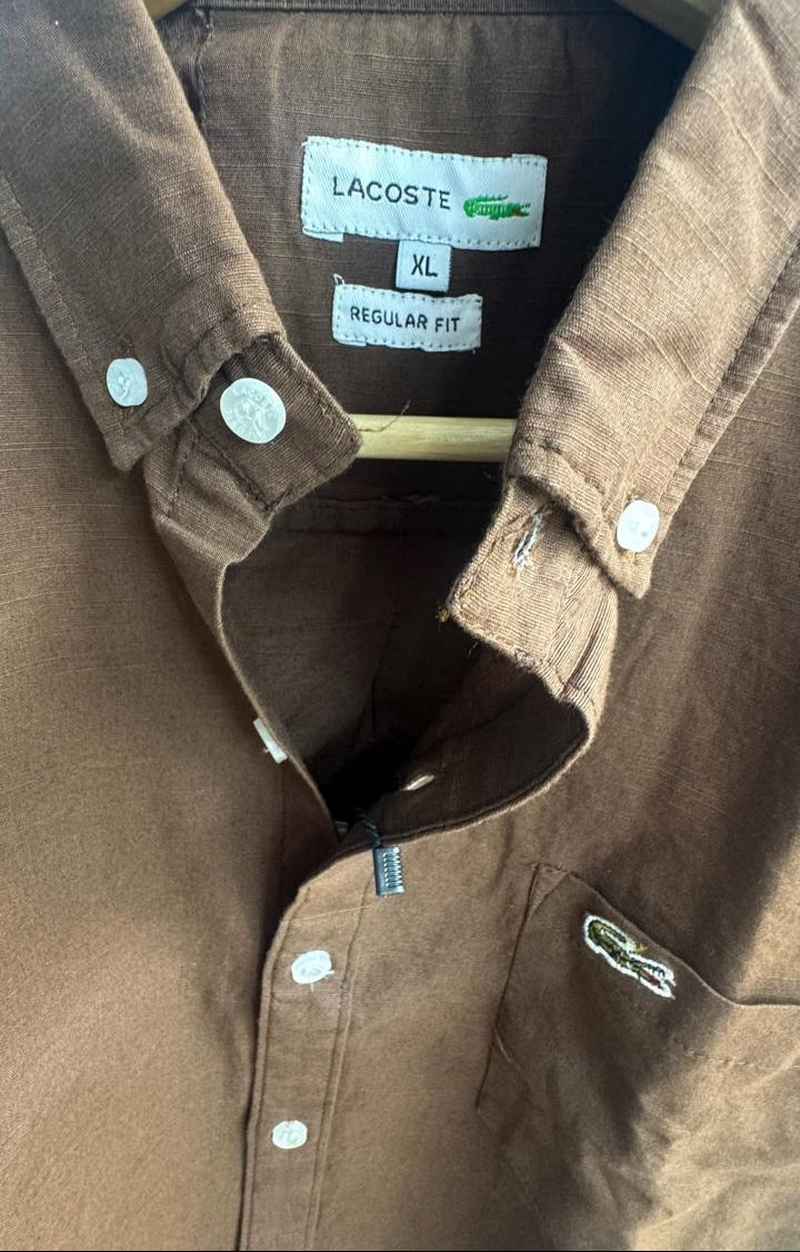 Lacoste Men's Brown Regular Fit Long Sleeve Shirt
